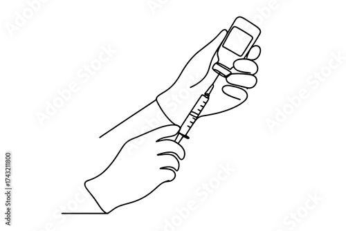 Medical professional prepares vaccine with syringe for patient in healthcare setting during daylight