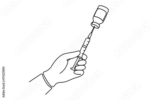 Health professional preparing vaccine in a syringe during a medical procedure at a clinic