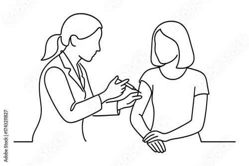 Healthcare worker administers vaccine to patient in a clinical setting during daytime