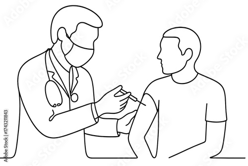 Medical professional gives vaccine to patient in healthcare setting during a routine visit