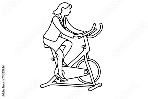 Business professional exercising on an elliptical machine in a casual fitness setting during a workday
