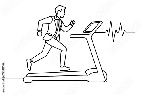 Businessman running on treadmill for fitness during office hours in a modern indoor gym setting