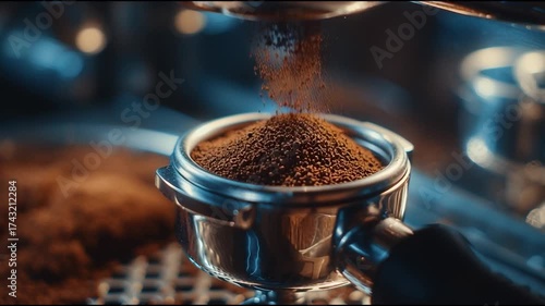  Coffee Grinding Process into Espresso Portafilter
