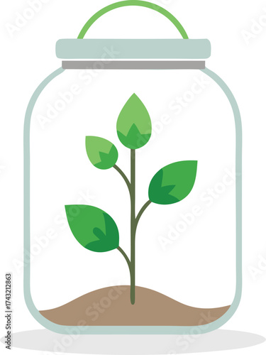 Small plant terrarium vector illustration scalable eps icon for nature design
