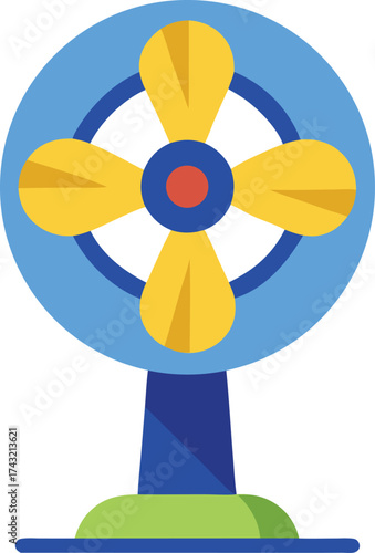 Minimalist vector illustration of a swivel fan for cooling and airflow