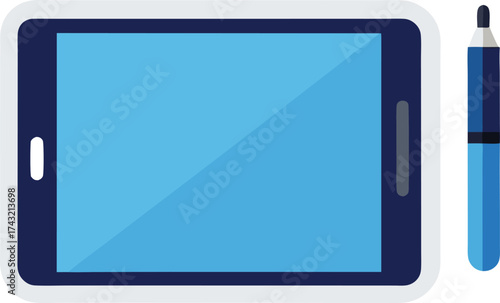 Digital tablet and stylus vector illustration for creative design and technology applications