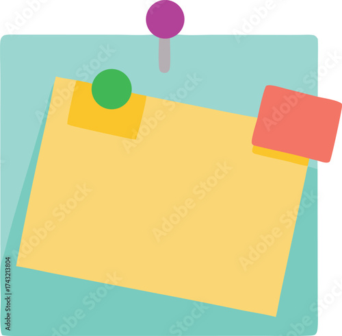 Vector illustration of a thumbtack board with sticky notes and pins scalable eps icon