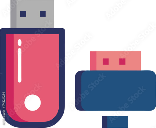 Vector illustration of usb flash drive and external storage device eps file