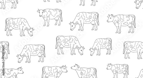 A seamless pattern of abstract animal illustrations made from small dots.