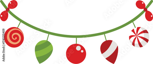 Whimsical candy garland vector illustration festive decoration scalable eps icon