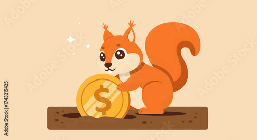 Squirrel Saving Money A Cute Illustration of Financial Acumen