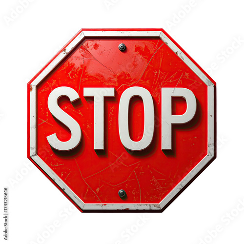 Wallpaper Mural Worn red stop sign with white lettering, aged texture Torontodigital.ca