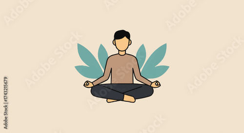Mindful individual practicing meditation in a serene lotus pose, promoting inner peace and well-being through focused relaxation and spiritual balance