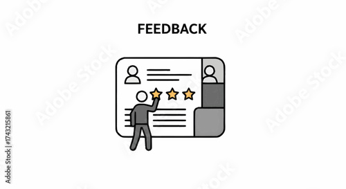 User providing star ratings on a digital feedback form, illustrating customer reviews, service evaluation, satisfaction, and online experience assessment