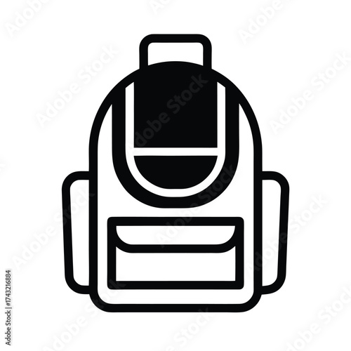 Backpack Outlined Icon Vector Illustration