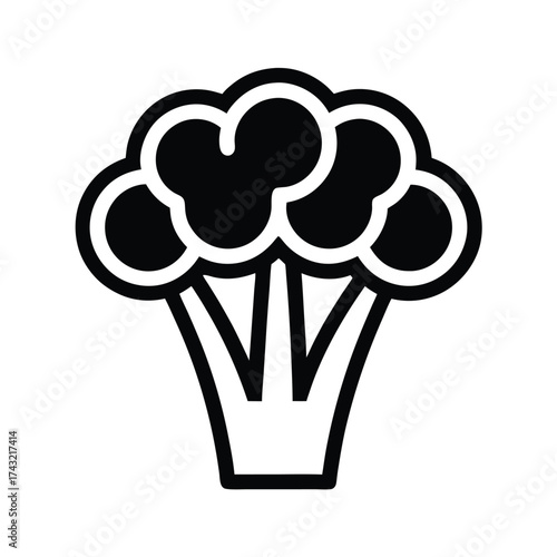 Broccoli Floret Outline Vector Illustration