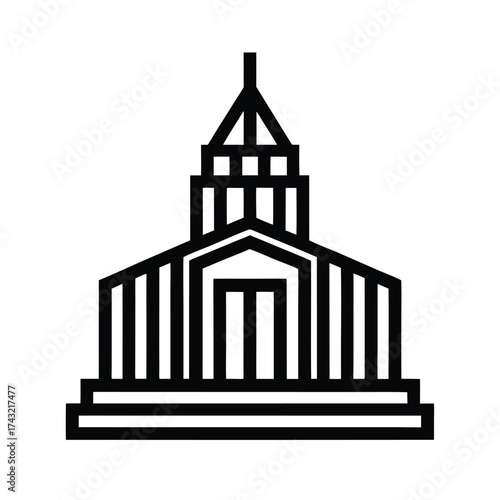 Building Outlined Icon Vector Illustration