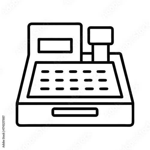 Cash Register Outline Vector Illustration