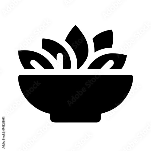 A bowl of salad is depicted, representing healthy eating and fresh ingredients