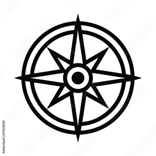 Compass Outlined In Bold Vector Illustration