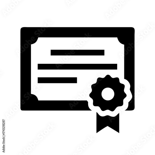 Black certificate icon representing achievement