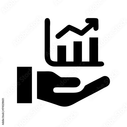Hand holding a graph showing business growth
