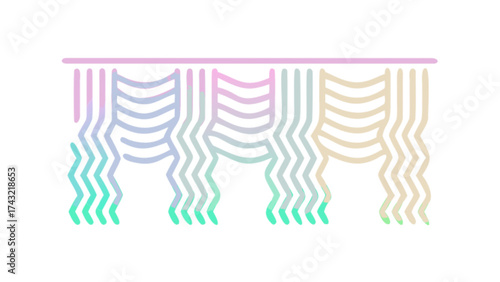Pastel curtain design idea for home decor and interior design with wavy pattern and zigzags style