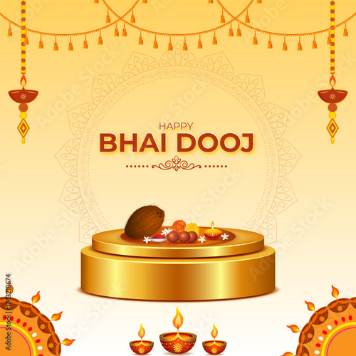Vector illustration of Happy Bhai Dooj social media template