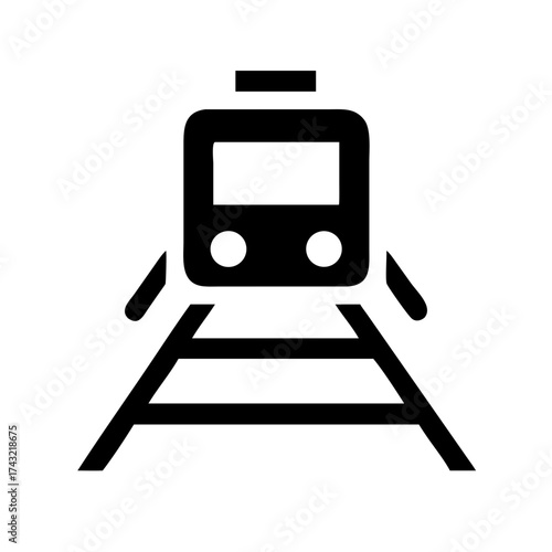 Icon of a train on the tracks, , front view