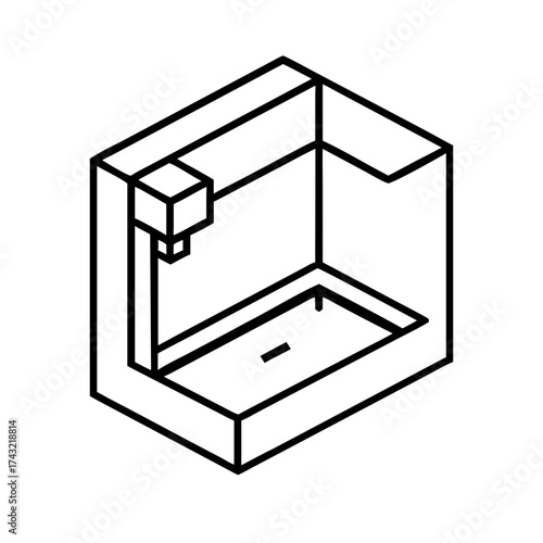 Isometric view of a modern shower cabin