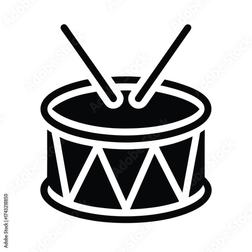 Drum With Sticks Outline Vector Illustration