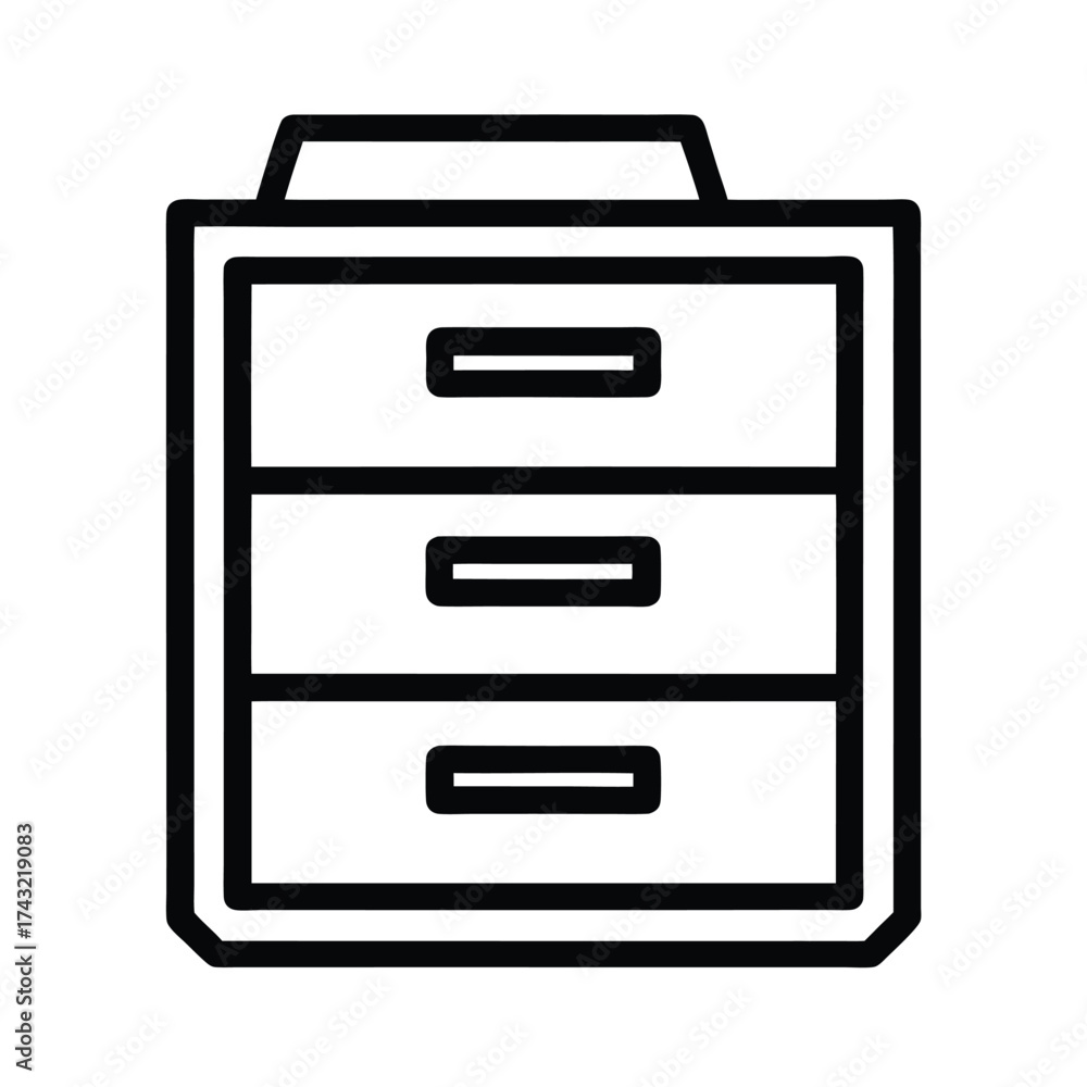 Obraz premium Filing Cabinet Outline Vector Illustration