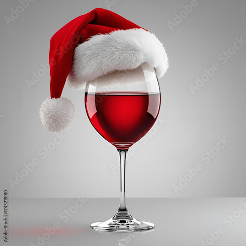 Wine glass with Santa hat isolated transparent PNG