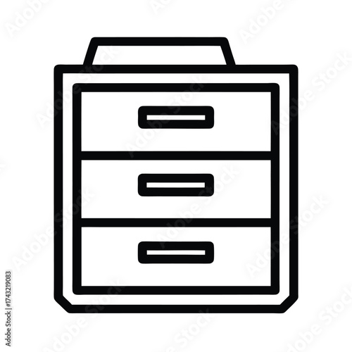 Filing Cabinet Outline Vector Illustration