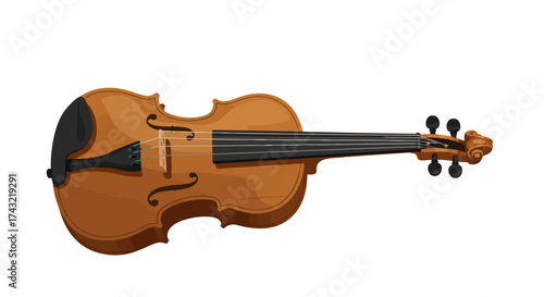 Elegant Violin Illustration with Detailed Stringed Instrument