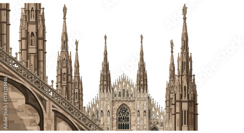 Intricate Architectural Details of the Milan Cathedral in Italy