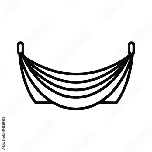 Hammock Outlined In Bold Vector Illustration