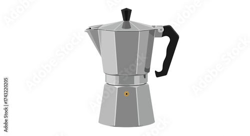 Classic stovetop espresso maker illustration on a white background