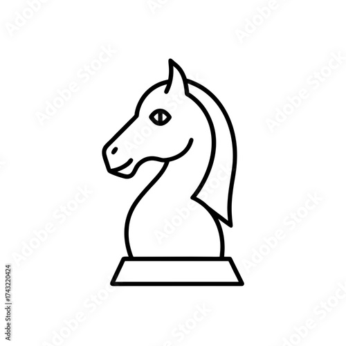 Chess knight piece line art