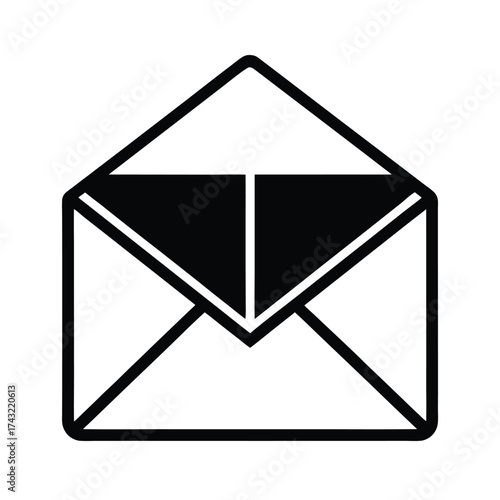 Open Envelope Outline Vector Illustration