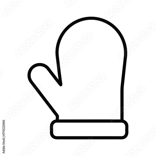 Oven Mitt Outlined Icon Vector Illustration
