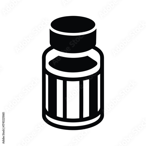 Pill Bottle Outline Vector Illustration