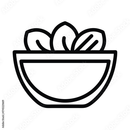 Salad Bowl Outlined Icon Vector Illustration