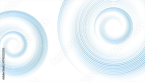 Blue circular spiral lines abstract futuristic tech background