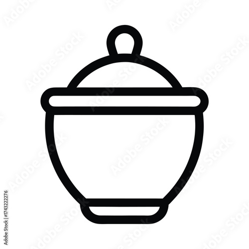 Sugar Bowl Outlined Icon Vector Illustration