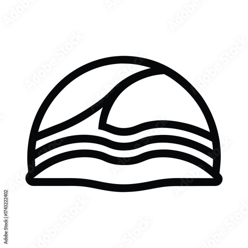 Swim Cap Outlined Icon Vector Illustration