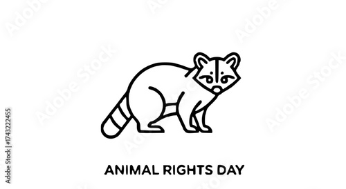 A minimalist line drawing of a raccoon with striped tail, above the text "ANIMAL RIGHTS DAY".
