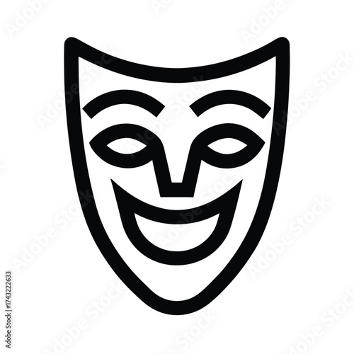 Theater Mask Outline Vector Illustration
