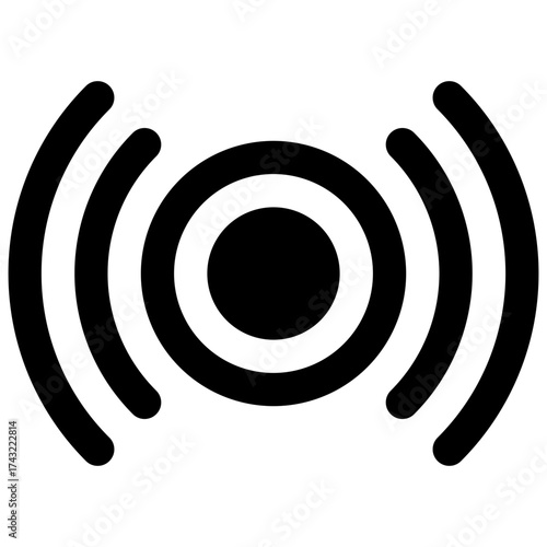 Live stream. Outlined stroke vector icon with black-filled details.