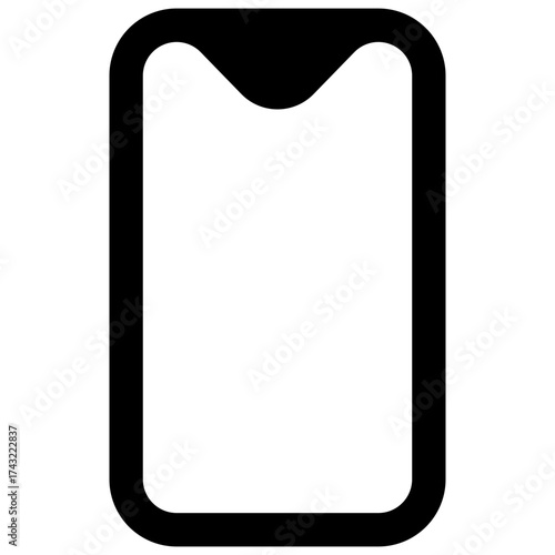Smartphone. Outlined stroke vector icon with black-filled details.